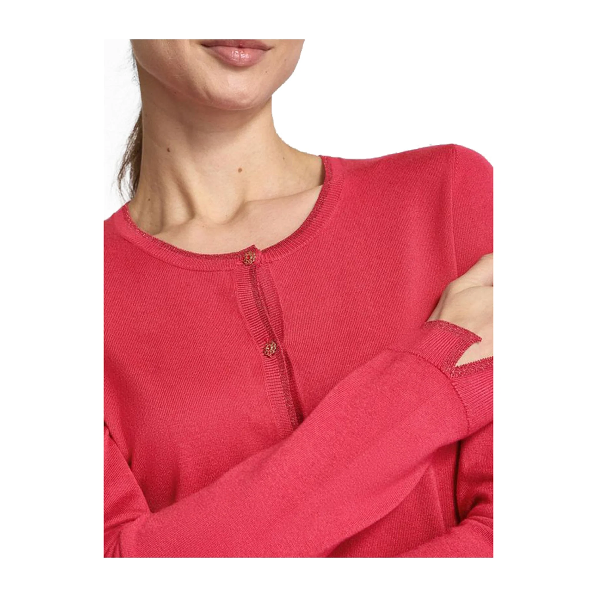 Cardigan Donna girocollo dettagli lurex - immagine 5