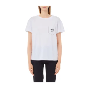 T-shirt Donna Bianco con taschino finto