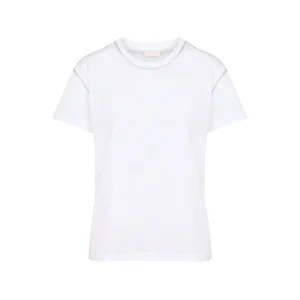 T-shirt Donna Bianco rifinita con strass